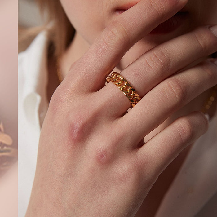 Unlock Effortless Style with the Anyco Gold Cuban Link Chain Ring: A Must-Have Addition to Your Jewelry Collection
