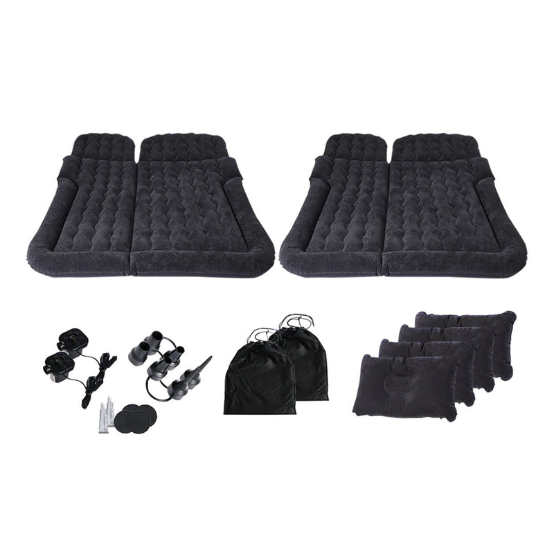 Anypack 2X Black Inflatable Car Boot Mattress Portable Camping Air Bed Travel Sleeping Essentials