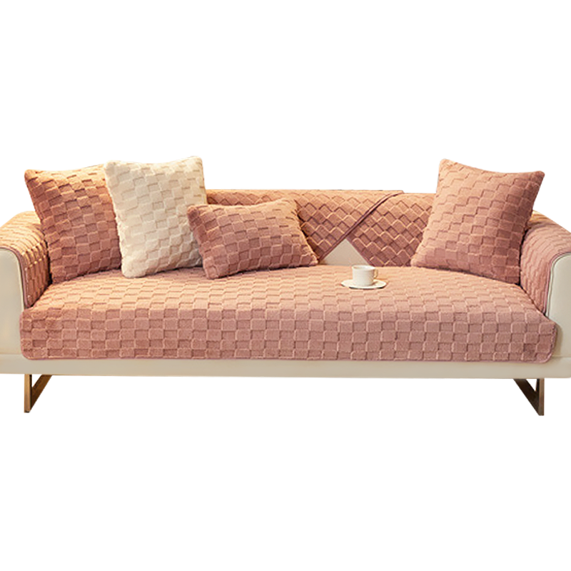 Anyseat Sofa Towel Super Soft Dark Pink Velvet Plush Non-slip Sectional Sofa Covers for Living Room Thick L-shape Couch Covers