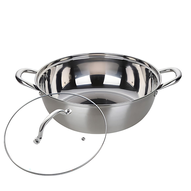 ANYGLEAM Stock Pot Silver Stainless Steel Home Restaurant Cooking Tool Single-Layer Compatible Soup Kitchen Utensils