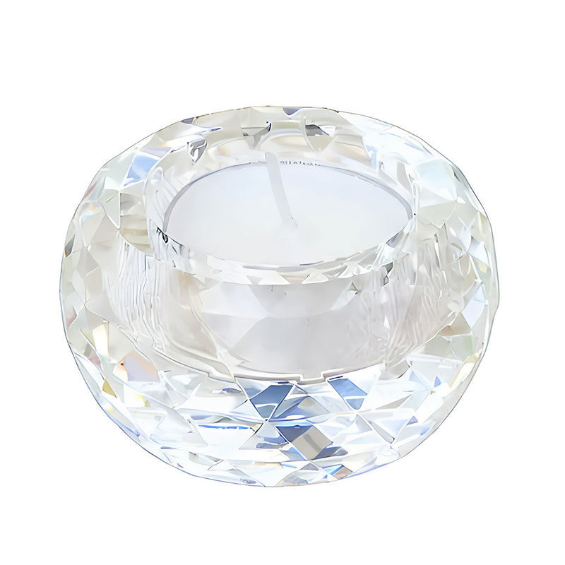 ANYDECO Candle Holder Clear K9 Crystal Glass Tealight Geometric Tabletop Home Decor