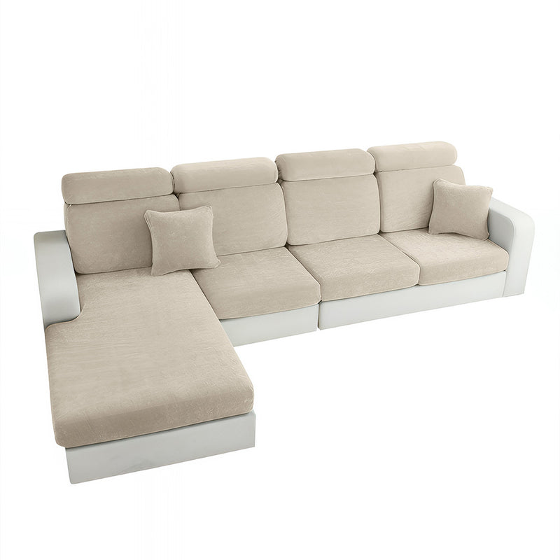 Anyseat L‑Shape Sofa Cover Beige Chenille Polyester Thick Stretchable Cushion Protector for Living Room