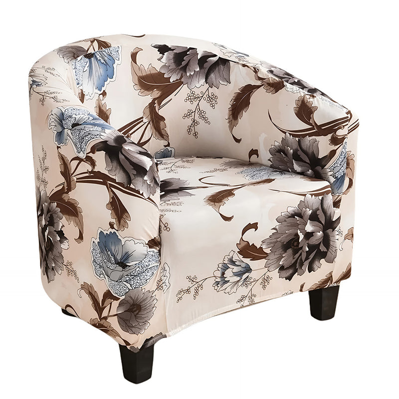 Anyseat Light Beige Floral Chair Cover – Plain Dustproof Tub Slipcover for Home Décor