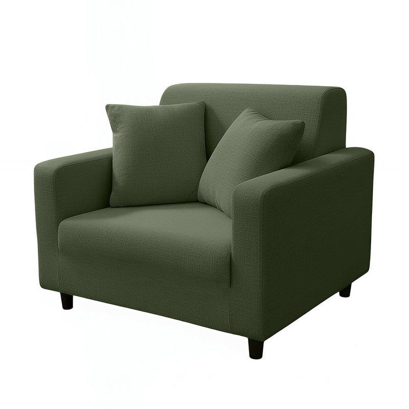 Anyhouz 1 Seater Sofa Cover Plain Army Green Style and Protection For Living Room Sofa Chair Elastic Stretchable Slipcover