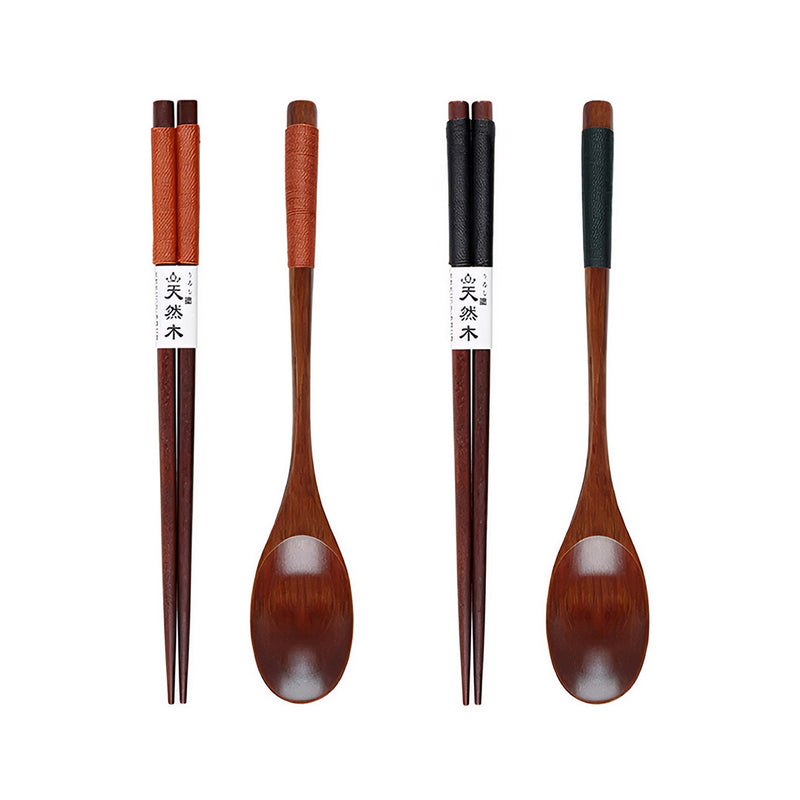 Anygleam Mixed Color 4pcs Wooden Chopsticks and Long Ladle Set Reusable Kitchen Tableware