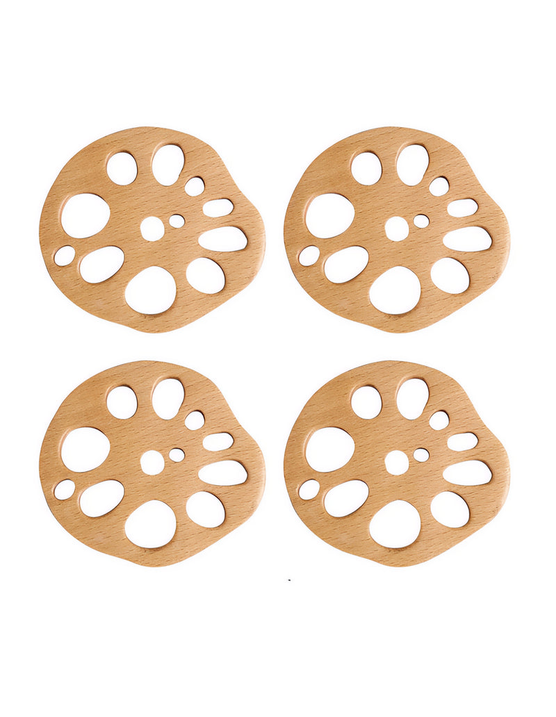 Anygleam Natural Wood 4pcs Wooden Coaster Mat Food Kitchen Tableware
