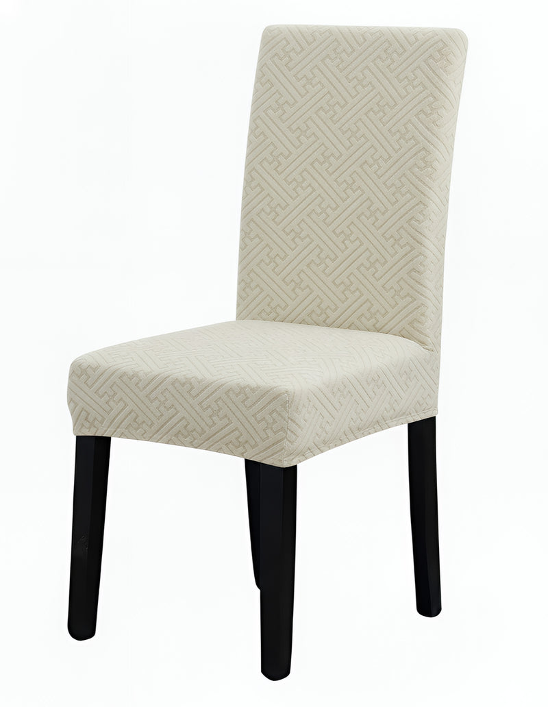 Anyseat Beige Knitted Chair Cover – Elastic Anti‑Dirt Design for Dining, Kitchen, Wedding, Hotel & Banquet Use