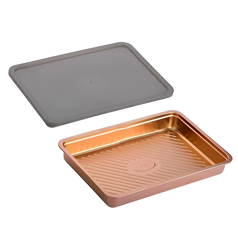Anygleam Rose Gold Stainless Steel Crisper Box – 1Pc Food Grade Food Storage Container with Lid
