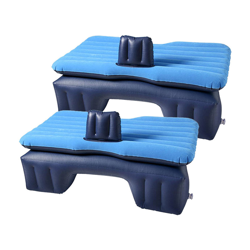 Inflatable Car Mattress 2PC Portable Travel Camping Air Bed Rest Sleeping Bed Blue