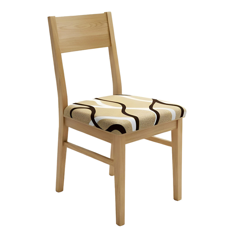 Anyseat Light Beige Brown White Print Chair Cover – Stretch Washable Removable Seat Cover for Dining & Kitchen