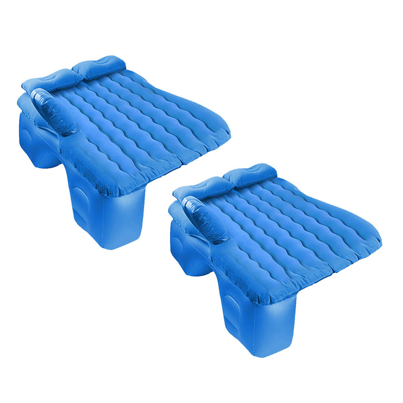 Anypack 2X Blue Ripple Inflatable Car Mattress Portable Camping Air Bed Travel Sleeping Kit Essentials