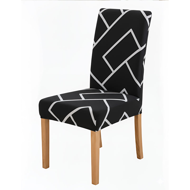 Anyseat Black Square Lattice Print Elastic Chair Cover – Plain Dining Slipcover & Home Décor