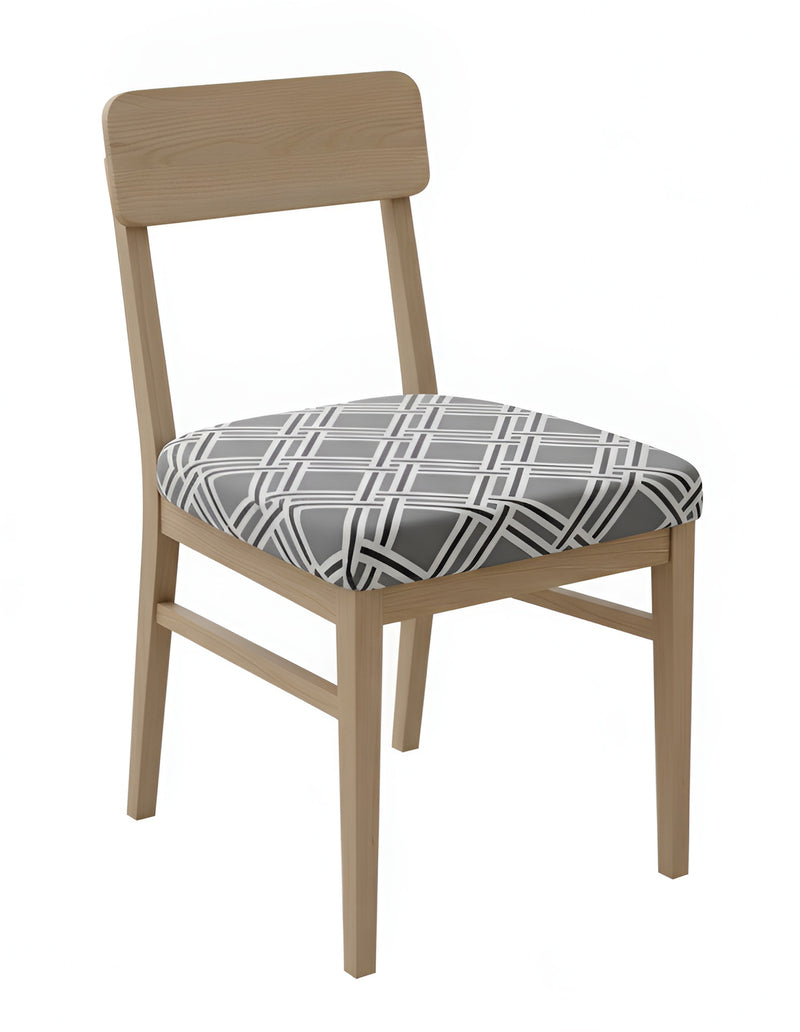 Anyseat Grey White Macro Knitted Design Print Chair Cover – Stretch Washable Removable Seat Cover for Dining & Kitchen
