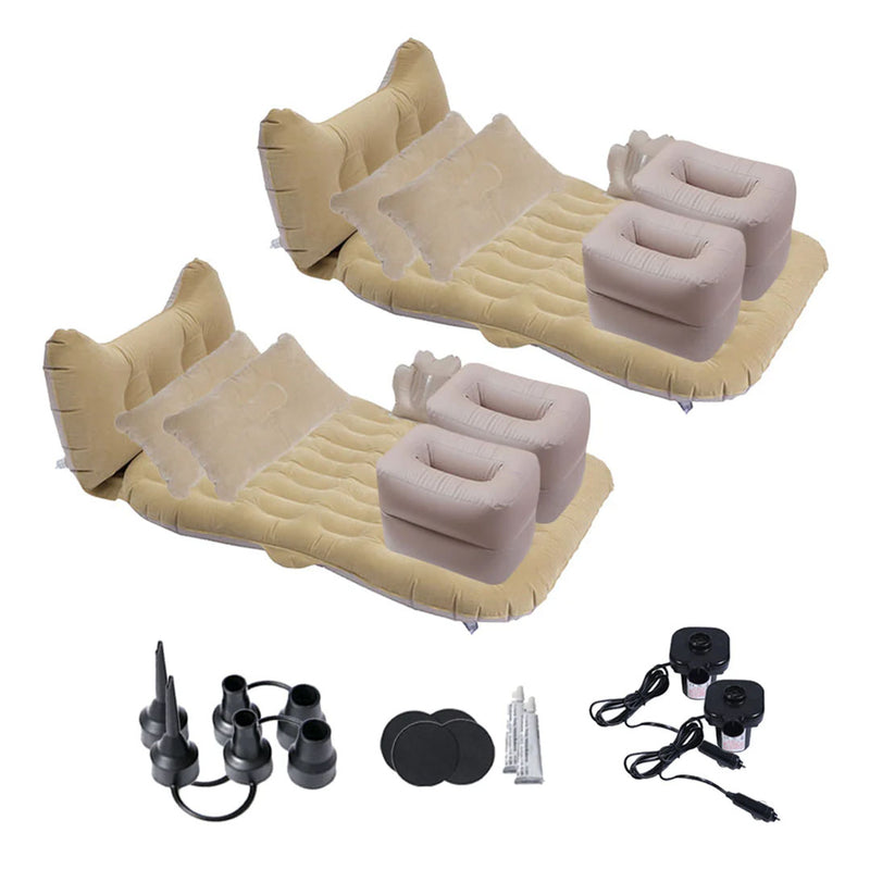 Anypack 2X Beige Honeycomb Inflatable Car Mattress Portable Camping Air Bed Travel Sleeping Kit Essentials