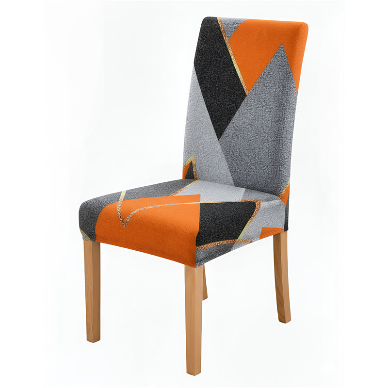 Anyseat Orange Gray Geometric Pattern Print Elastic Chair Cover – Plain Dining Slipcover & Home Décor