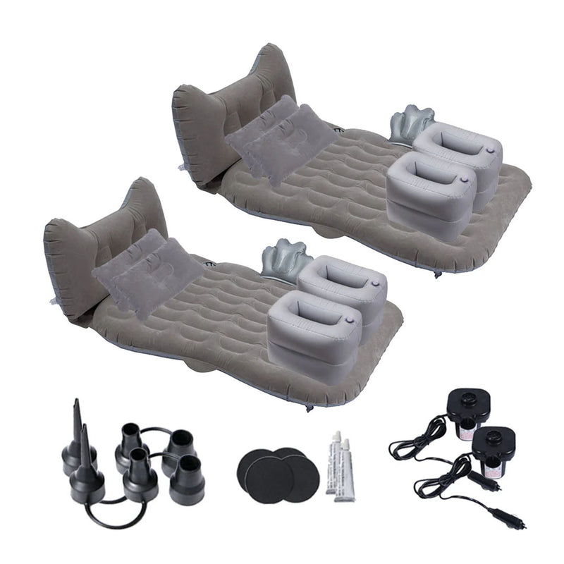Anypack 2X Grey Honeycomb Inflatable Car Mattress Portable Camping Air Bed Travel Sleeping Kit Essentials