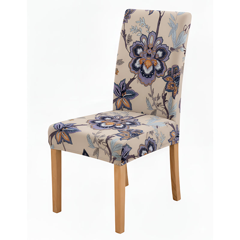 Anyseat Beige Floral Pattern Print Elastic Chair Cover – Plain Dining Slipcover & Home Décor