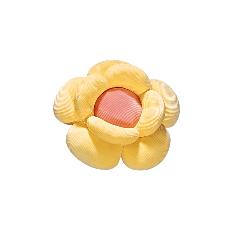 Anyseat Seat Cushion Yellow Double Flower Shape Soft Bedside Floor Plush Pillow Home Decor