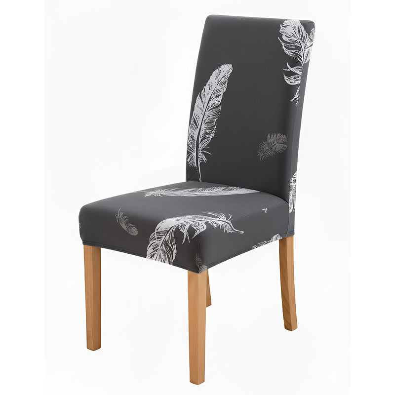 Anyseat Dark Gray Leaf Print Elastic Chair Cover – Plain Dining Slipcover & Home Décor