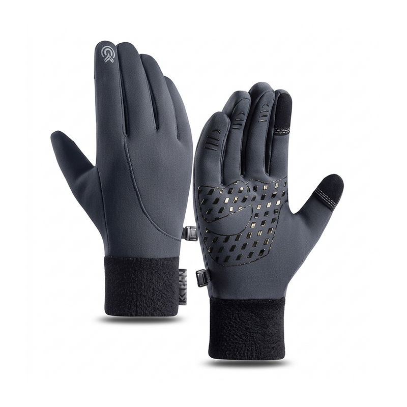 Gray Thermal Touchscreen Gloves – Anti‑Slip Winter Sports Gloves for Men & Women