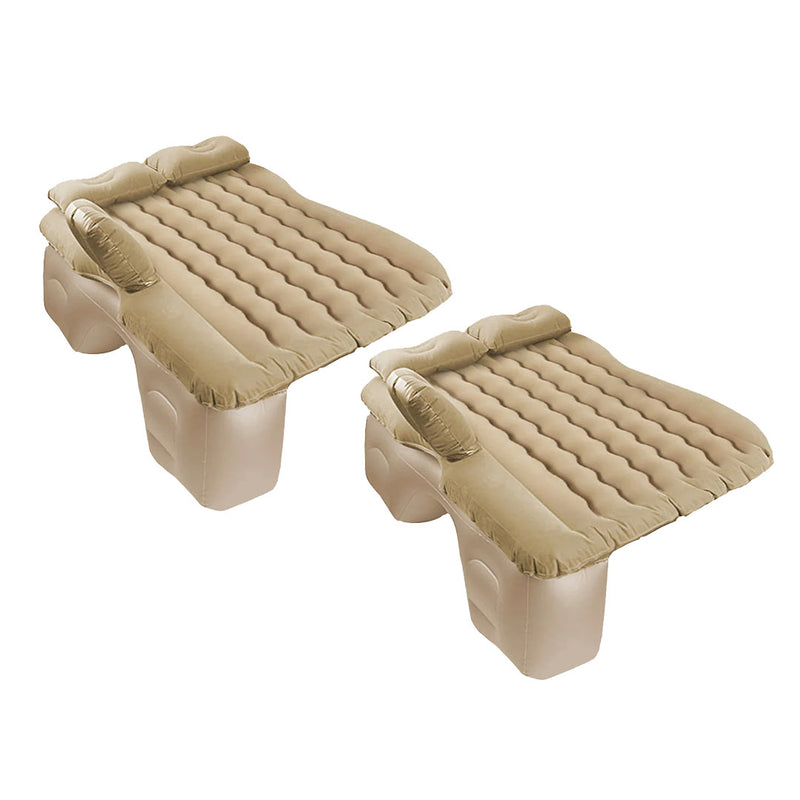 Anypack 2X Beige Ripple Inflatable Car Mattress Portable Camping Air Bed Travel Sleeping Kit Essentials