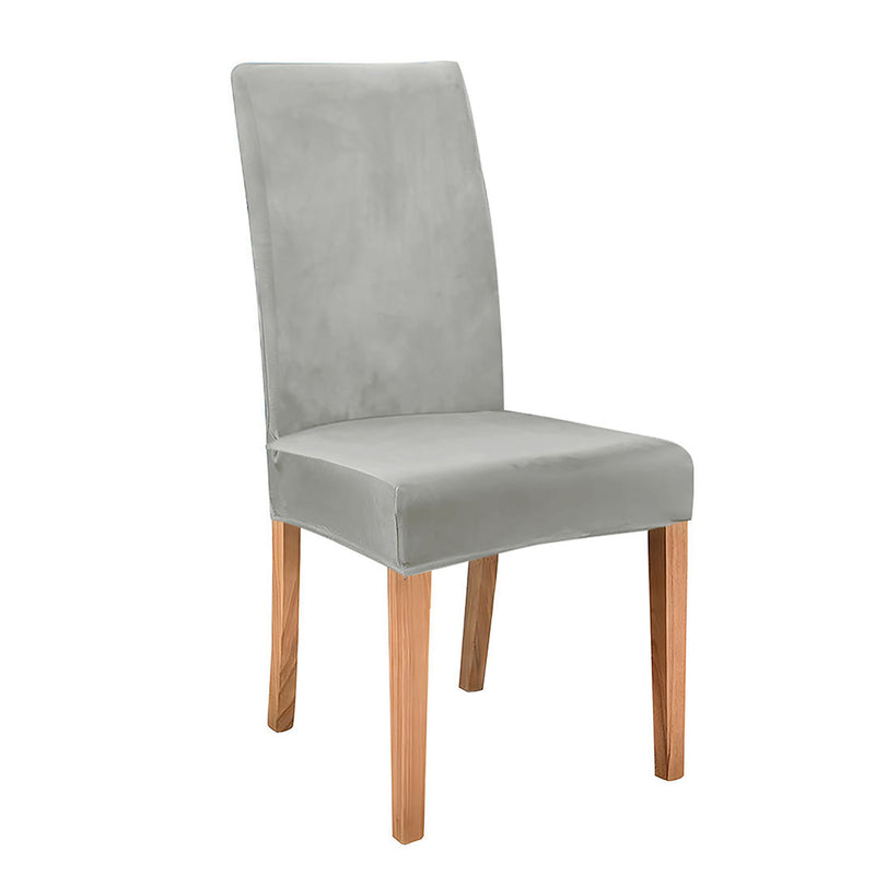 Anyseat Light Grey Velvet Dining Chair Cover – Plush Stretchable Slipcover for Kitchen & Dining Room Chairs