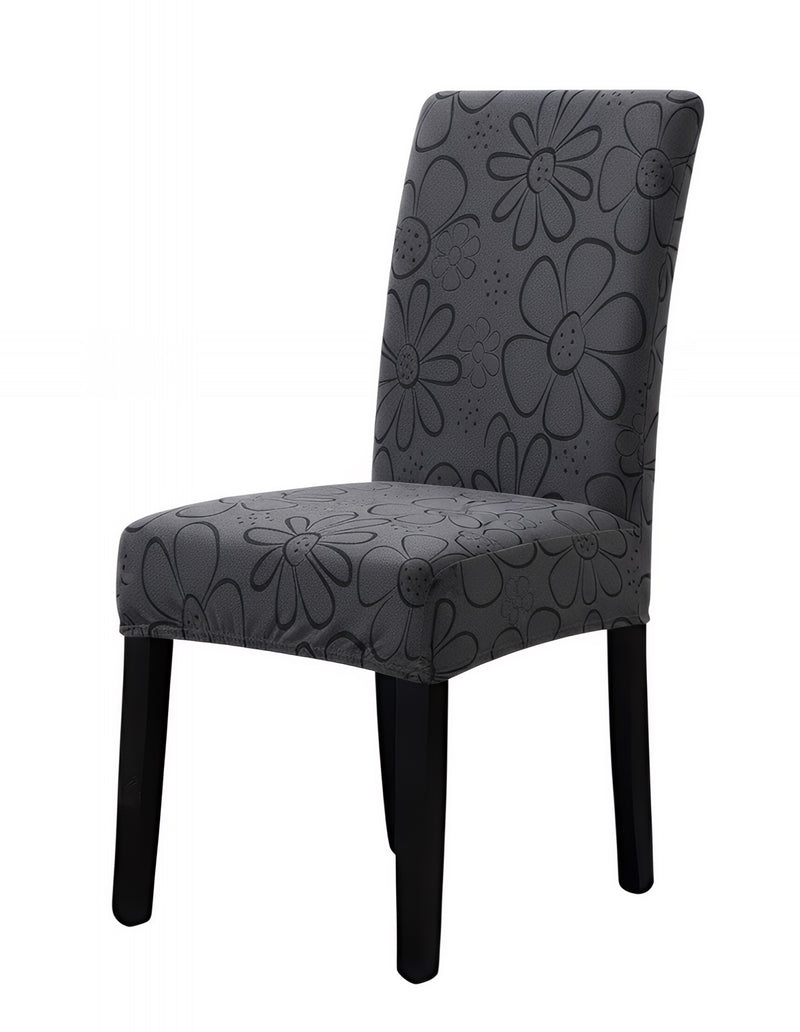 Anyseat Dark Grey Floral Knitted Chair Cover – Elastic Anti‑Dirt Design for Dining, Kitchen, Wedding, Hotel & Banquet Use