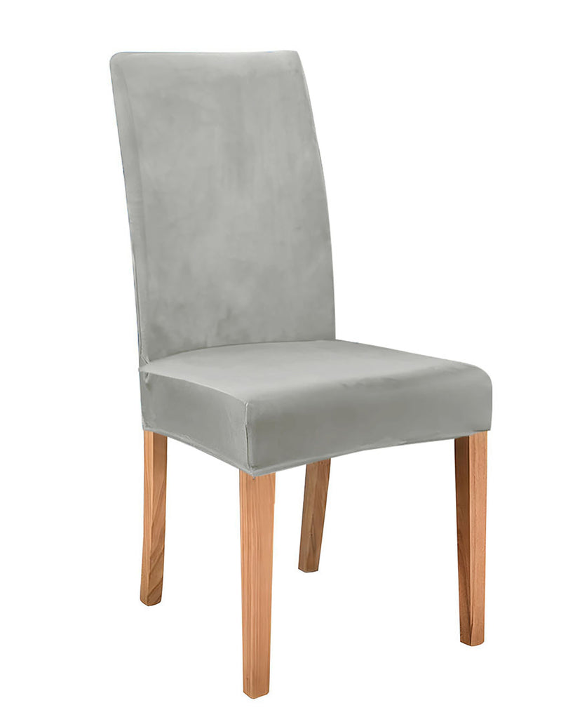 Anyseat Grey Velvet Dining Chair Cover – Plush Stretchable Slipcover for Kitchen & Dining Room Chairs