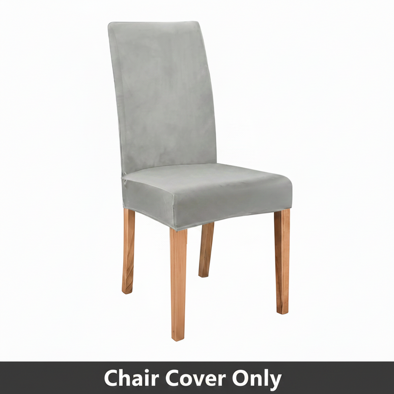 Anyseat Grey Velvet Dining Chair Cover – Plush Stretchable Slipcover for Kitchen & Dining Room Chairs