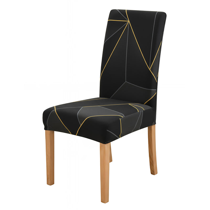 Anyseat Black Gray Geometric Line Pattern Print Elastic Chair Cover – Plain Dining Slipcover & Home Décor