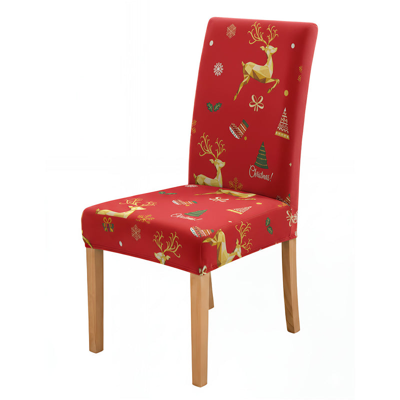 Anyseat Red Mix Christmas Print Design Elastic Chair Cover – Plain Christmas Dining Slipcover & Home Décor
