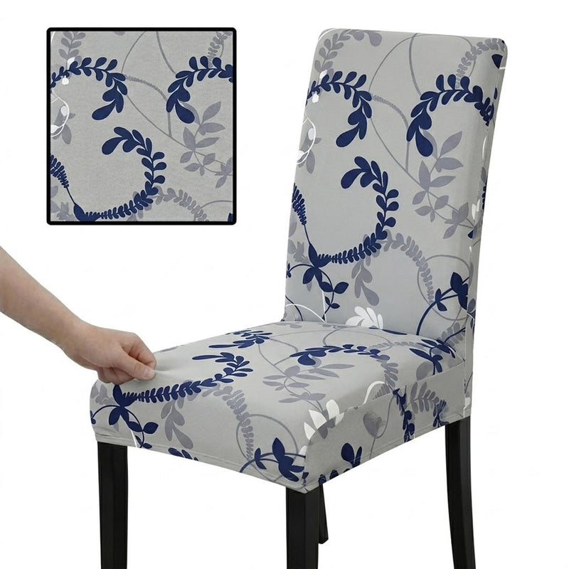 Anyseat Grey Leaf Vines Design Chair Cover – Elastic Slipcover with Anti‑Dirt Protection for Dining Room, Kitchen, Wedding, Hotel, Banquet & Restaurant