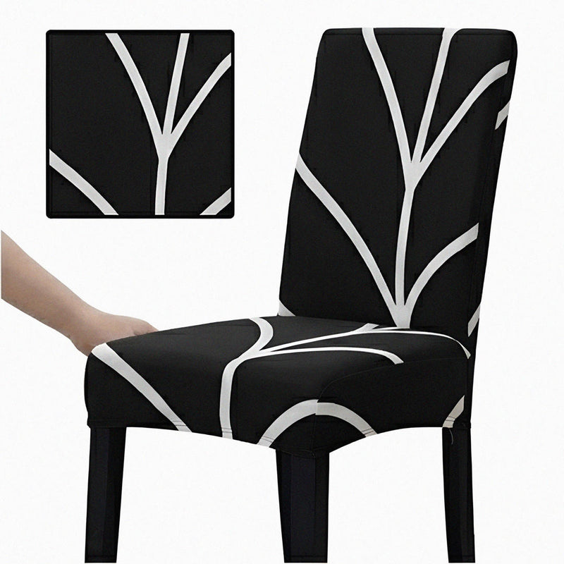 Anyseat Black with Linear Design Chair Cover – Elastic Slipcover with Anti‑Dirt Protection for Dining Room, Kitchen, Wedding, Hotel, Banquet & Restaurant