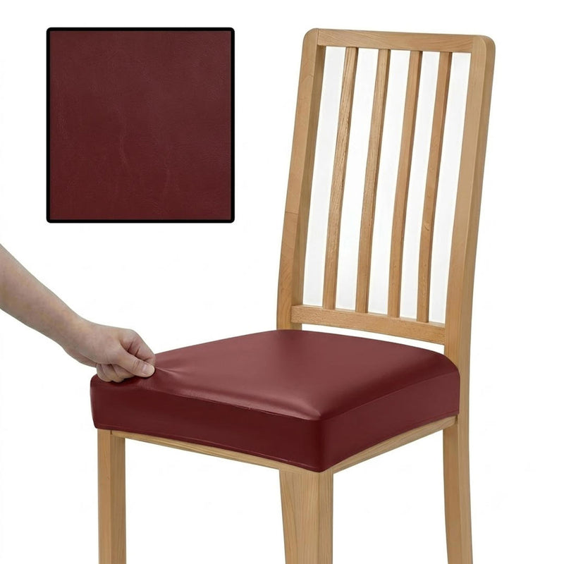 Anyseat Wine Red PU Leather Chair Cover – Slipcover for Dining, Kitchen, Hotel, Banquet & Living Room Chairs