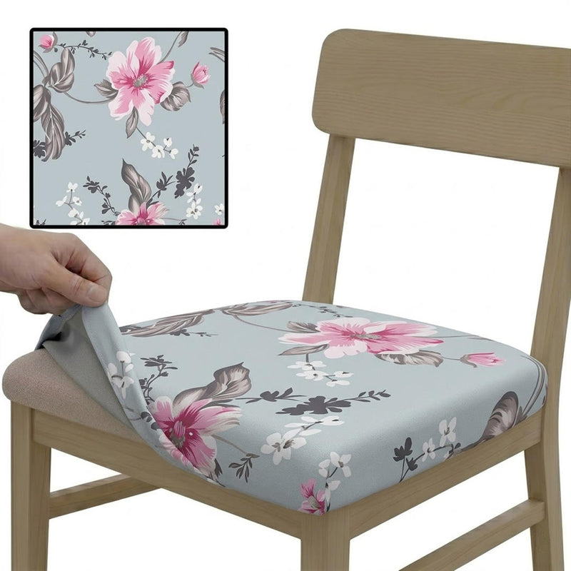 Anyseat Light Blue Pink Flower Print Chair Cover – Stretch Washable Removable Seat Cover for Dining & Kitchen