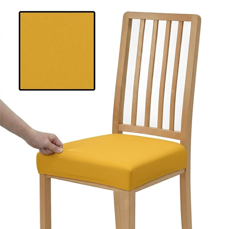 Anyseat Plain Yellow Stretch Chair Cover – Washable, Removable Dining & Kitchen Seat Protector