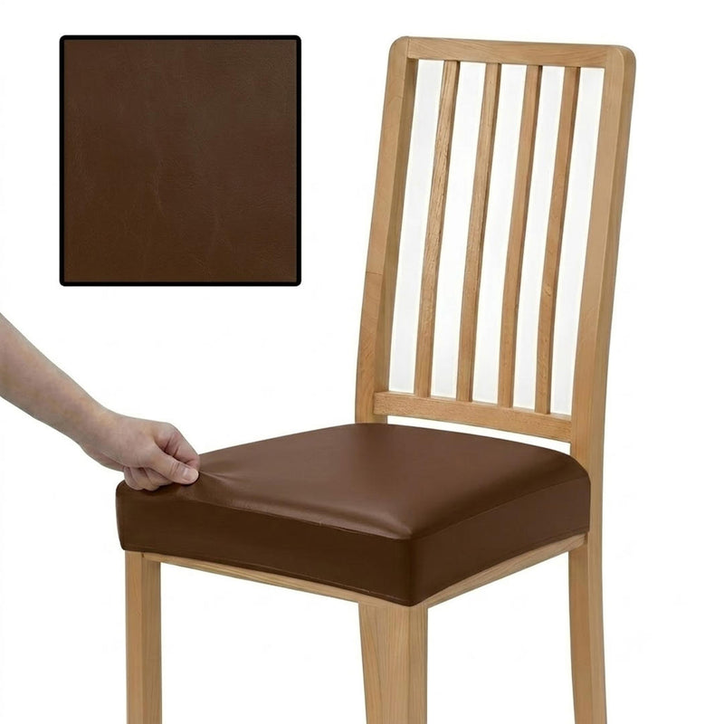 Anyseat Coffee PU Leather Chair Cover – Slipcover for Dining, Kitchen, Hotel, Banquet & Living Room Chairs