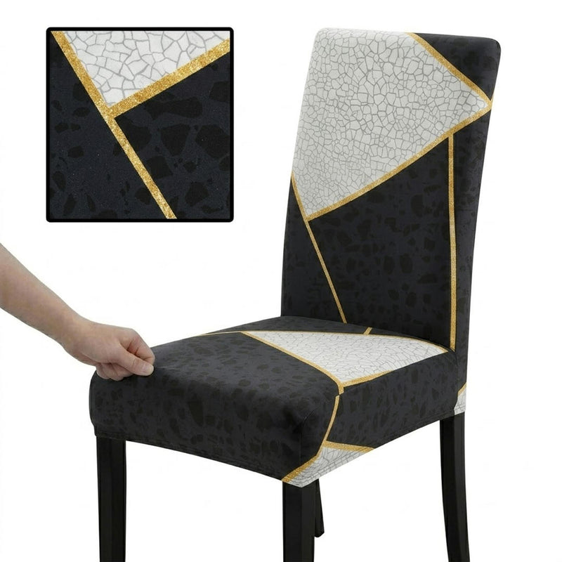 Anyseat Black Pattern Print Elastic Chair Cover – Plain Dining Slipcover & Home Décor