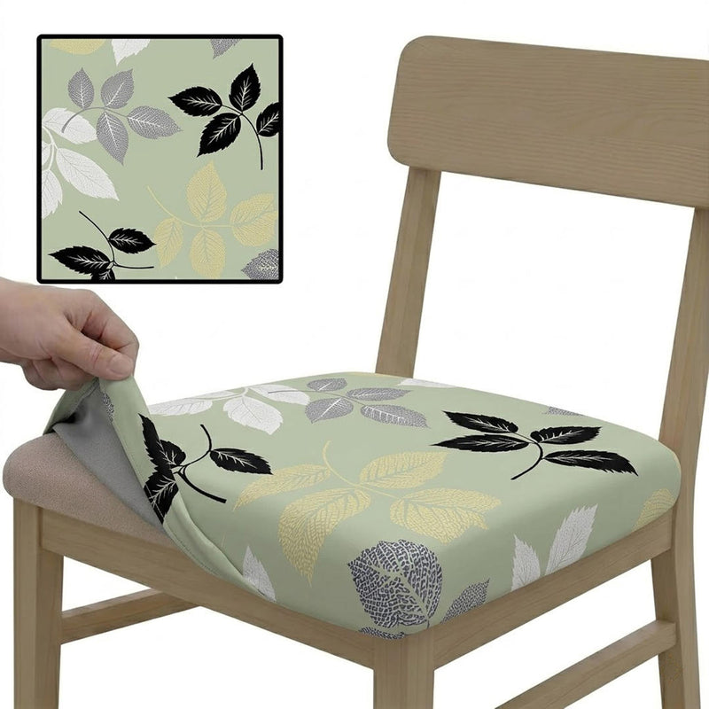 Anyseat Light Green Leaf Print Chair Cover – Stretch Washable Removable Seat Cover for Dining & Kitchen