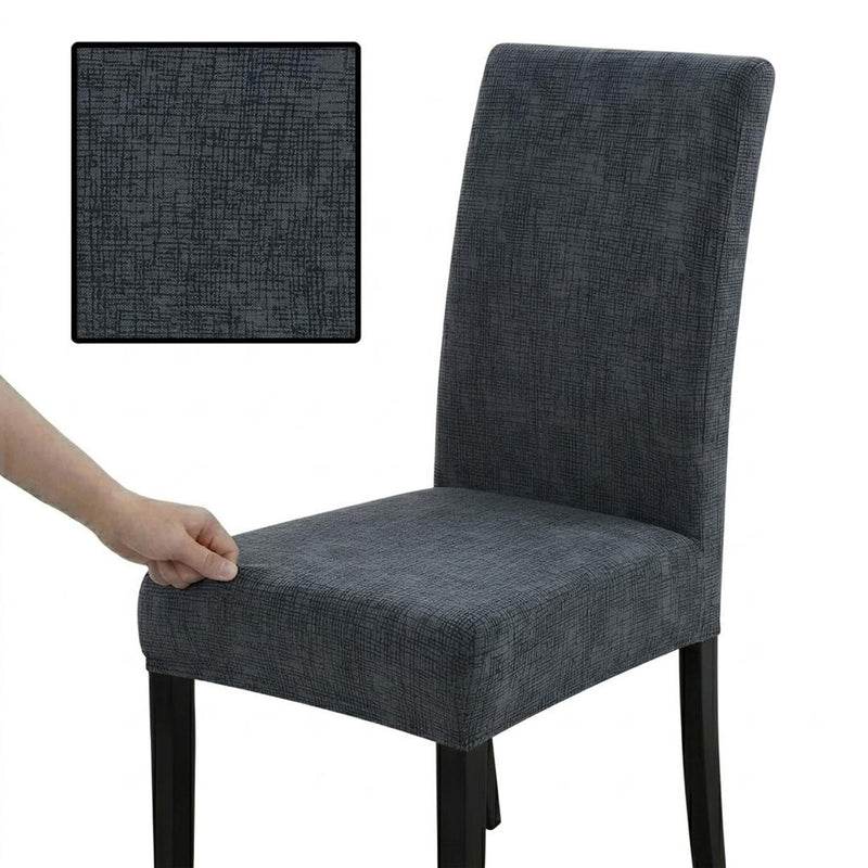 Anyseat Dark Gray Plain Scratch Pattern Print Elastic Chair Cover – Plain Dining Slipcover & Home Décor