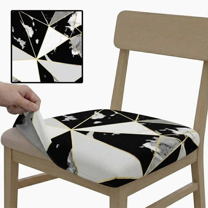Anyseat Black White Gold Linear Print Chair Cover – Stretch Washable Removable Seat Cover for Dining & Kitchen