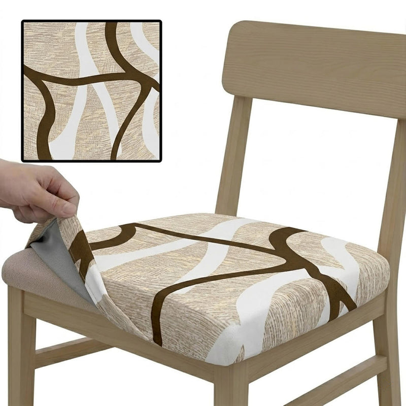 Anyseat Brown White and Beige Print Chair Cover – Stretch Washable Removable Seat Cover for Dining & Kitchen