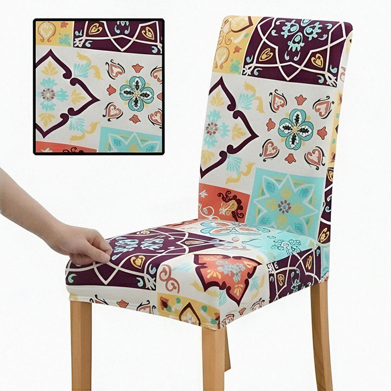 Anyseat White Floral Print Pattern Print Elastic Chair Cover – Plain Dining Slipcover & Home Décor