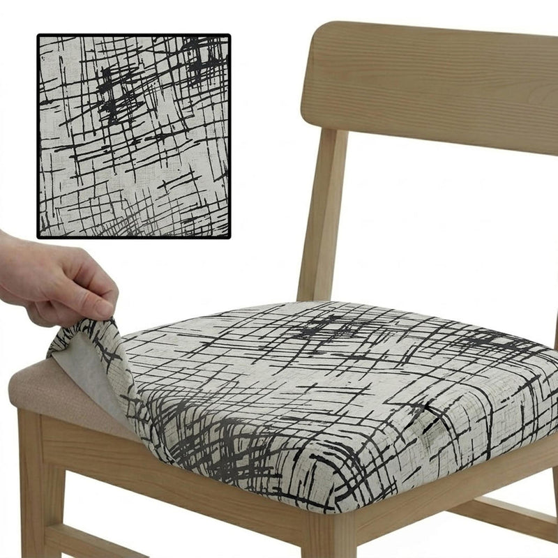 Anyseat White with Black Sketch Lines Print Chair Cover – Stretch Washable Removable Seat Cover for Dining & Kitchen