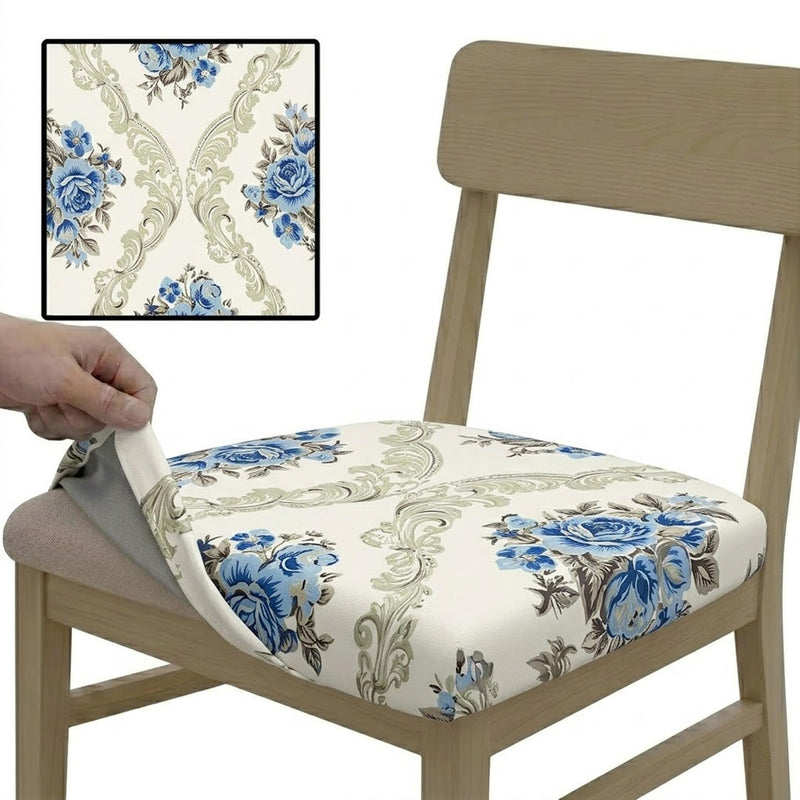 Anyseat Cover Beige Vinatge Floral Print Chair Cover – Stretch Washable Removable Seat Cover for Dining & Kitchen