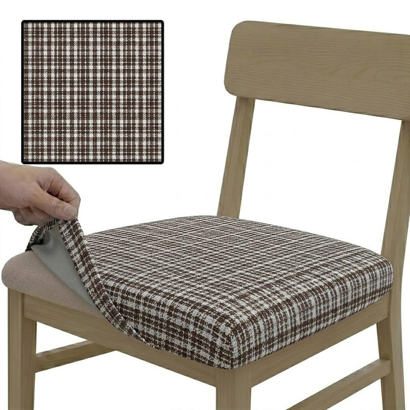 Anyseat Dark Brown Wavey and Straight Line Print Chair Cover – Stretch Washable Removable Seat Cover for Dining & Kitchen