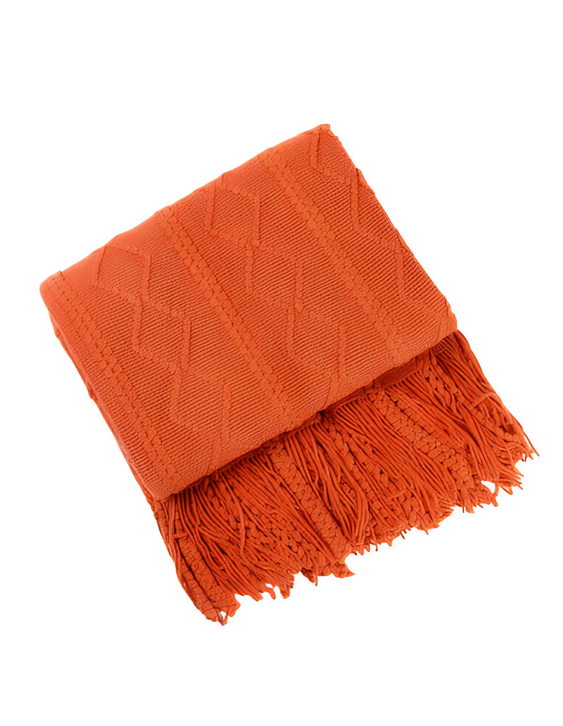Anycozy Orange Faux Cashmere Throw Blanket – Diamond Knit Sofa Cover & Home Decor Accent