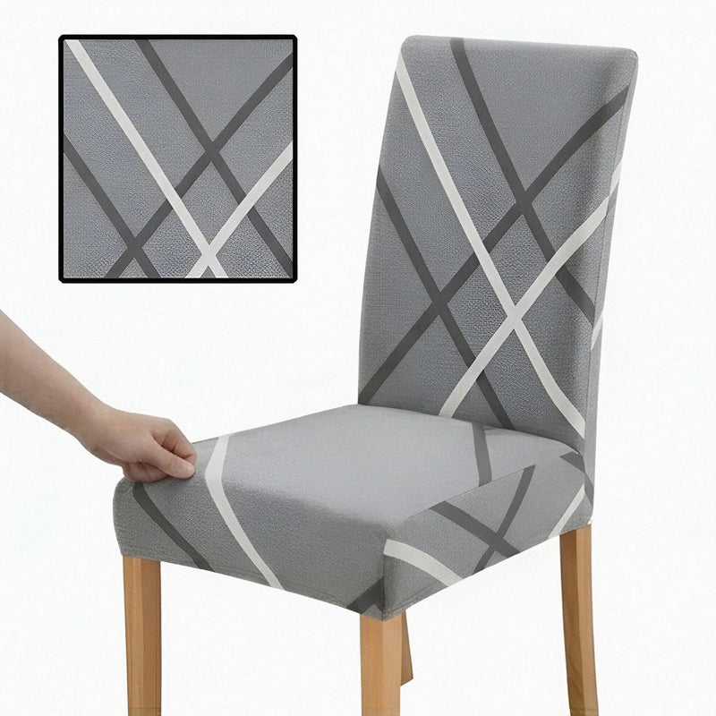 Anyseat Grey with Linear Design Chair Cover – Elastic Slipcover with Anti‑Dirt Protection for Dining Room, Kitchen, Wedding, Hotel, Banquet & Restaurant