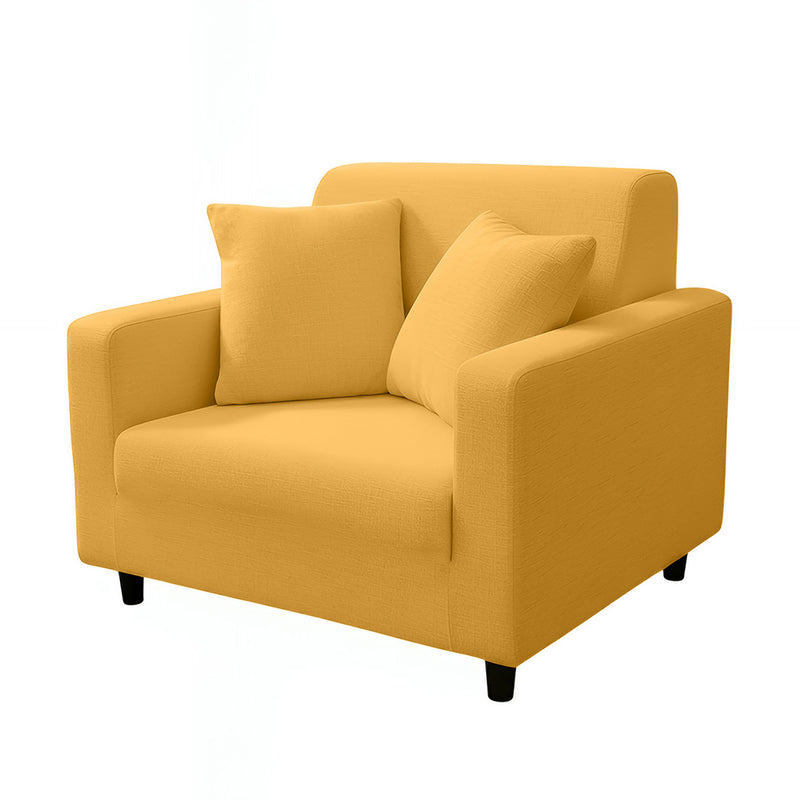 Anyhouz 1 Seater Sofa Cover Plain Yellow Style and Protection For Living Room Sofa Chair Elastic Stretchable Slipcover