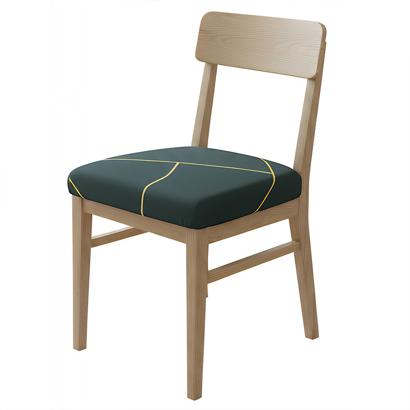 Anyseat Dark Green Gold Linear Print Chair Cover – Stretch Washable Removable Seat Cover for Dining & Kitchen